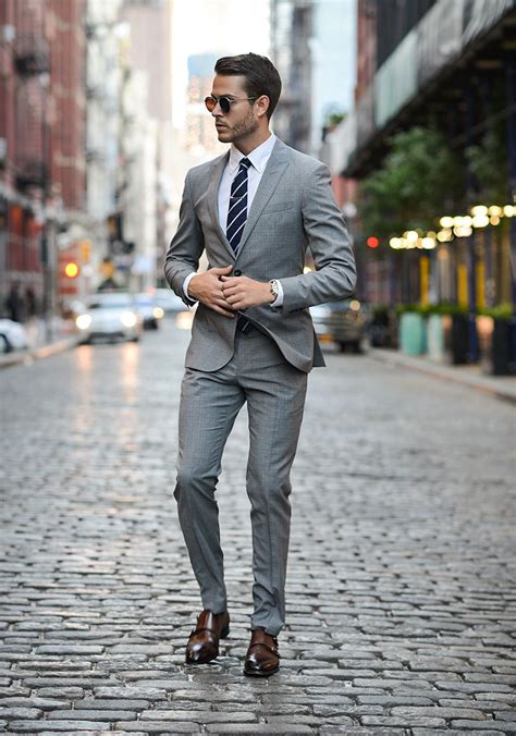 gray striped suit shirt combinations.